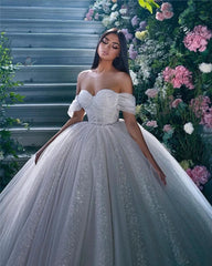Glitter Off-Shoulder A-Line Wedding Dress