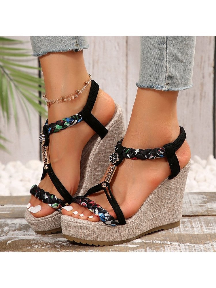 Colorblock Geometric Pattern Leisure Wedges &amp; Platform