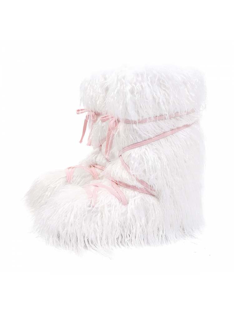 Fake Fur Plush Tie-wrap Flat Heel Snow Boots