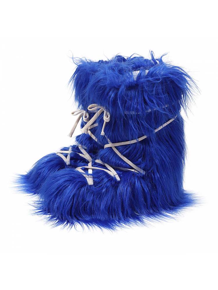 Fake Fur Plush Tie-wrap Flat Heel Snow Boots