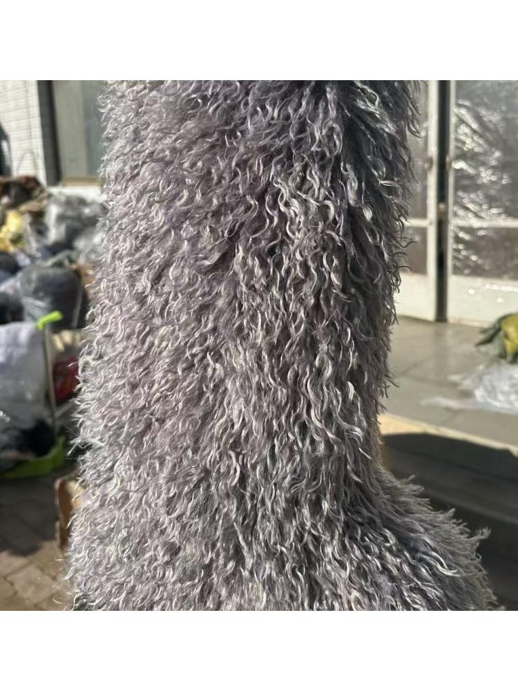 Fluffy Plain Color Fur Over-the-Knee Boots