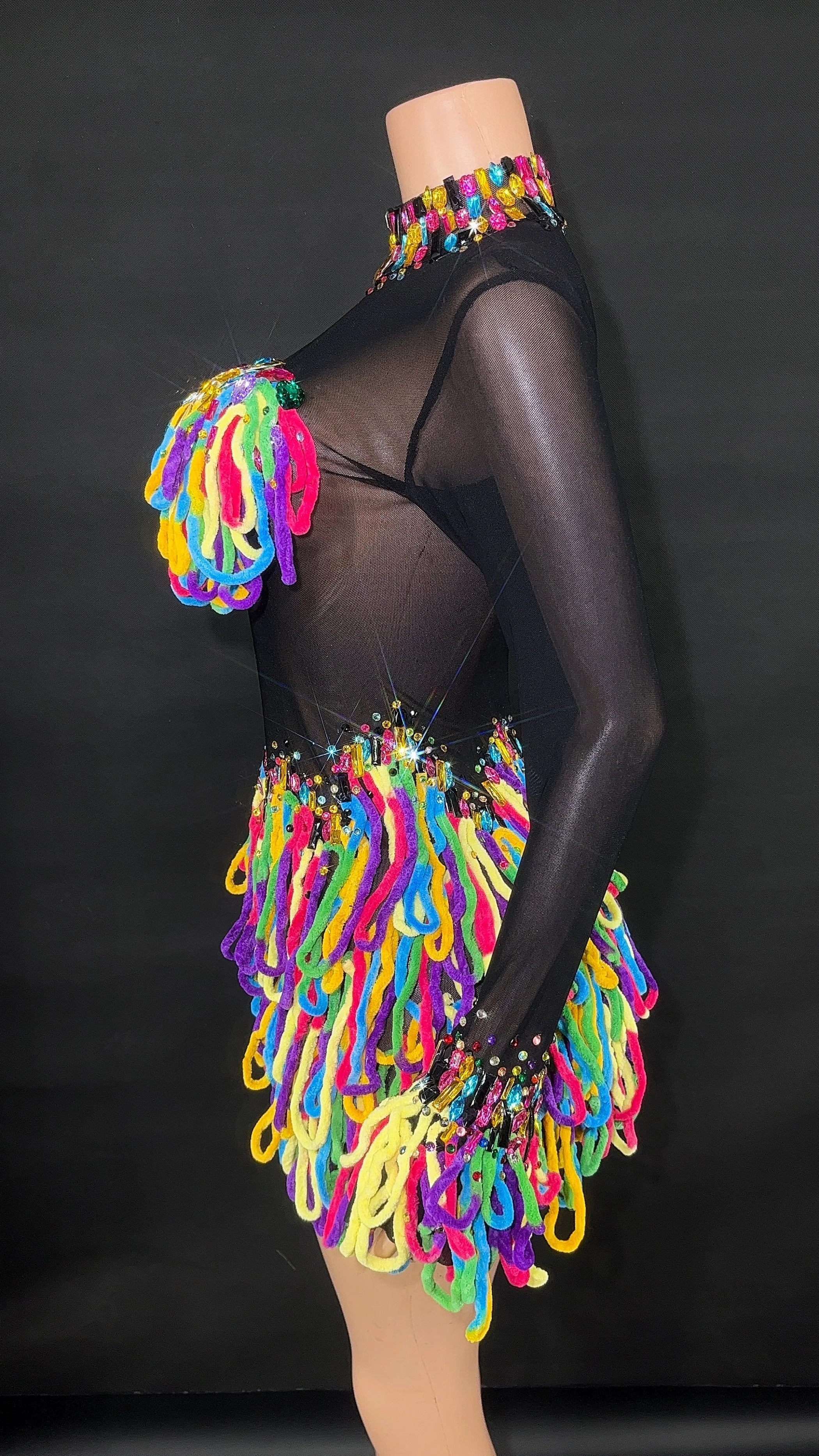 Belle Color Sheer Mesh Mini Dress