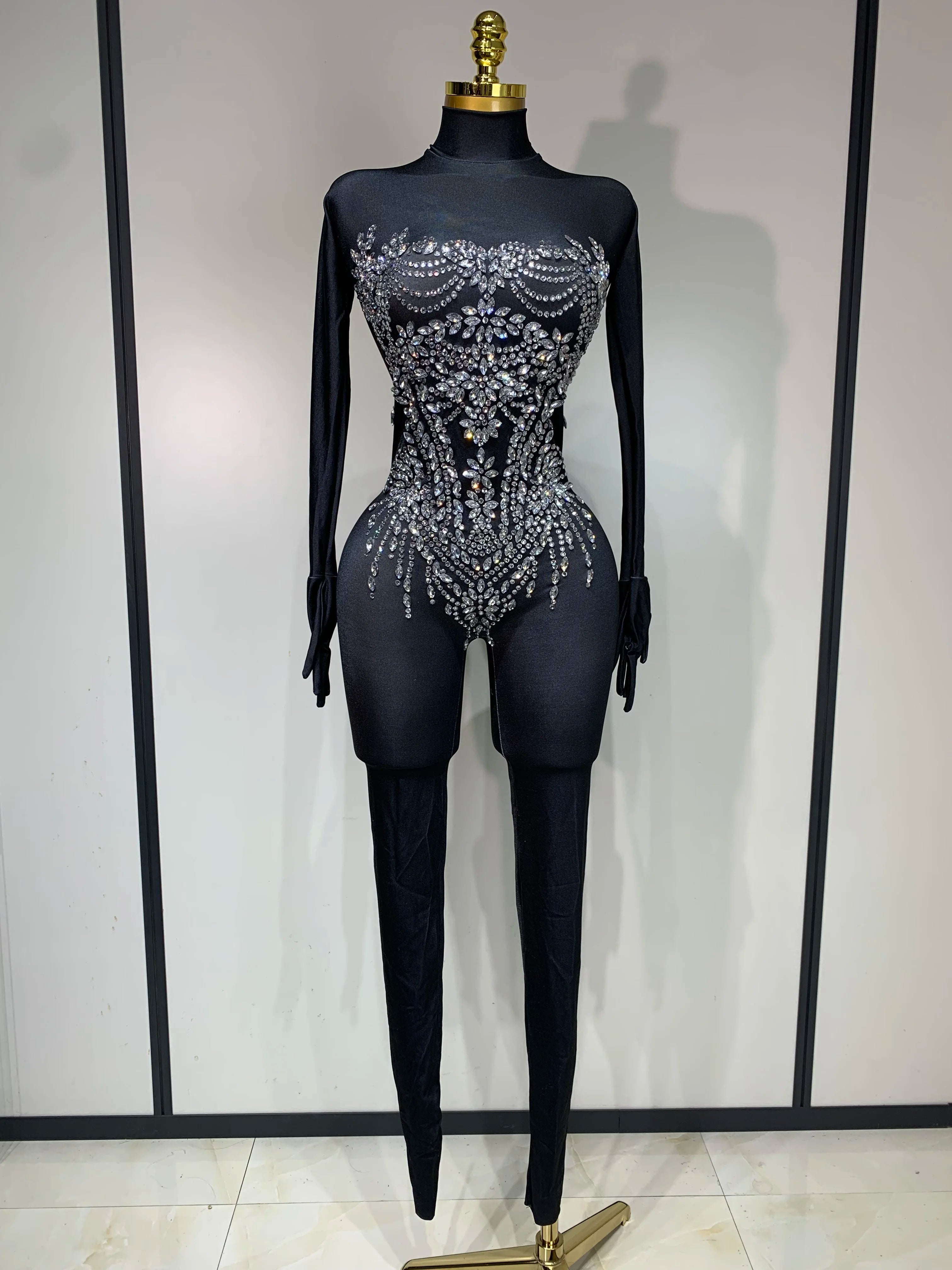 Audre Luxury Rhinestone Stretch Jumpsuit