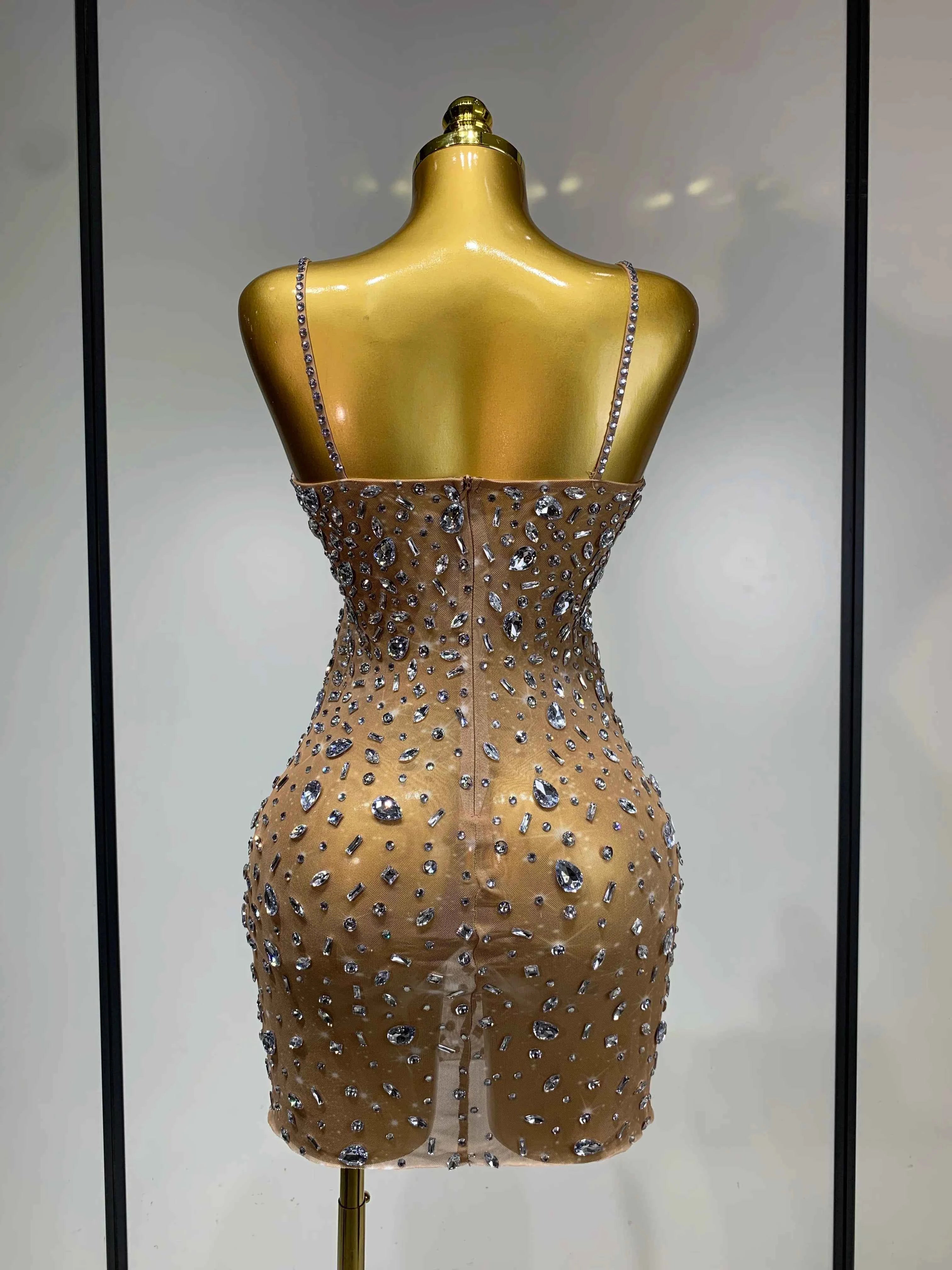 Cassandra Sleeveless Rhinestone Bodycon Mini Dress