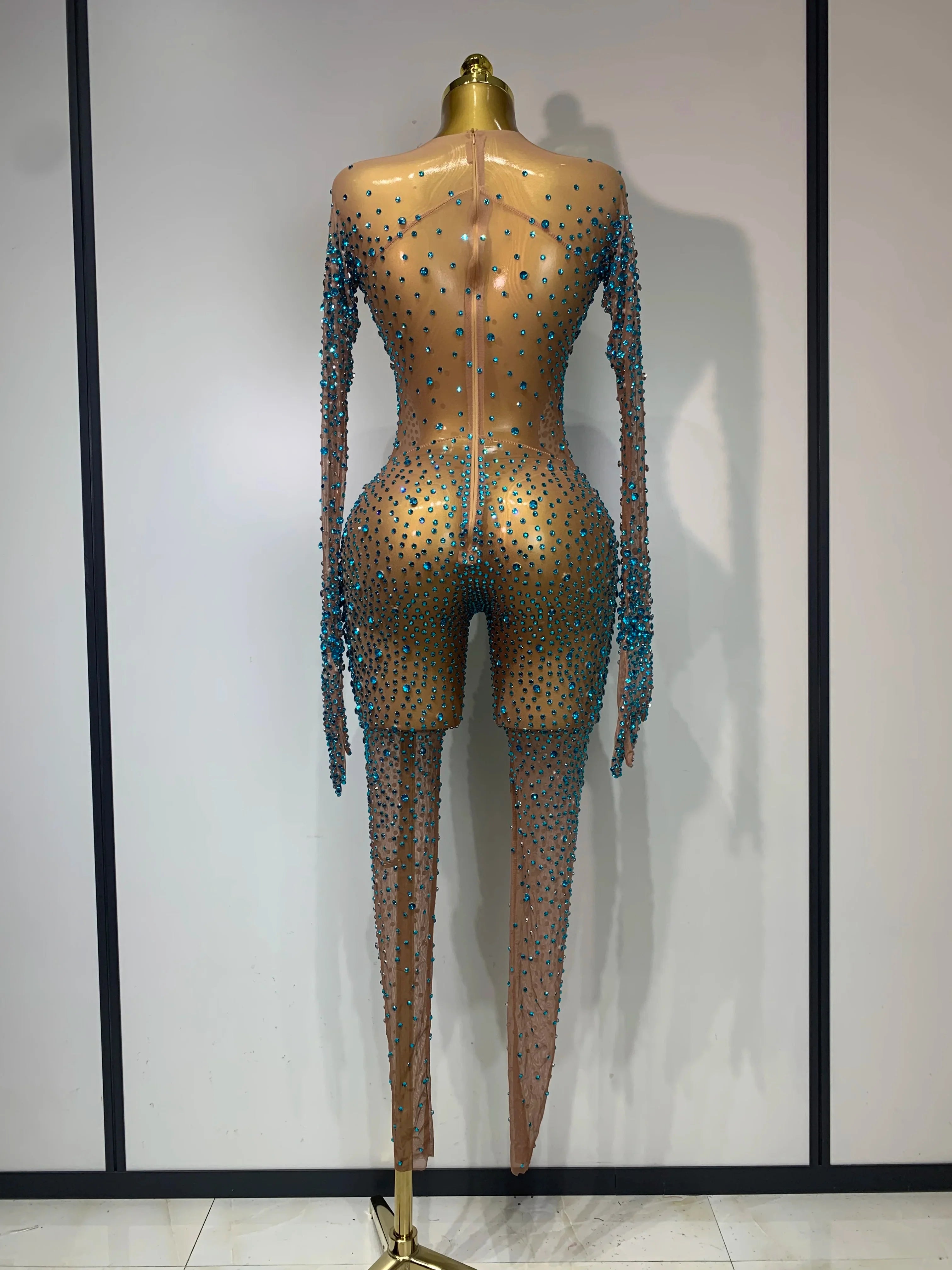 Brooke Luxury Rhinestones See Through Bodycon Jumpsuit
