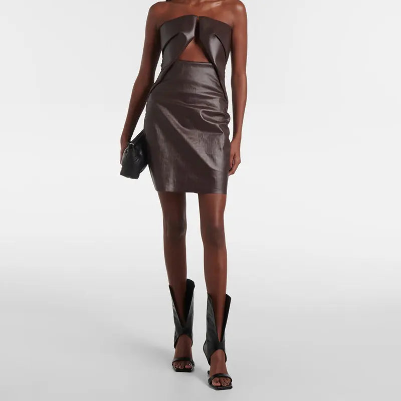Black Leather Cutout Mid Calf Sandal Boots Square Open Toe Single Strap Wedge Heel