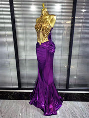 Gem Elegant Gold And Purple Bodycon Maxi Dress