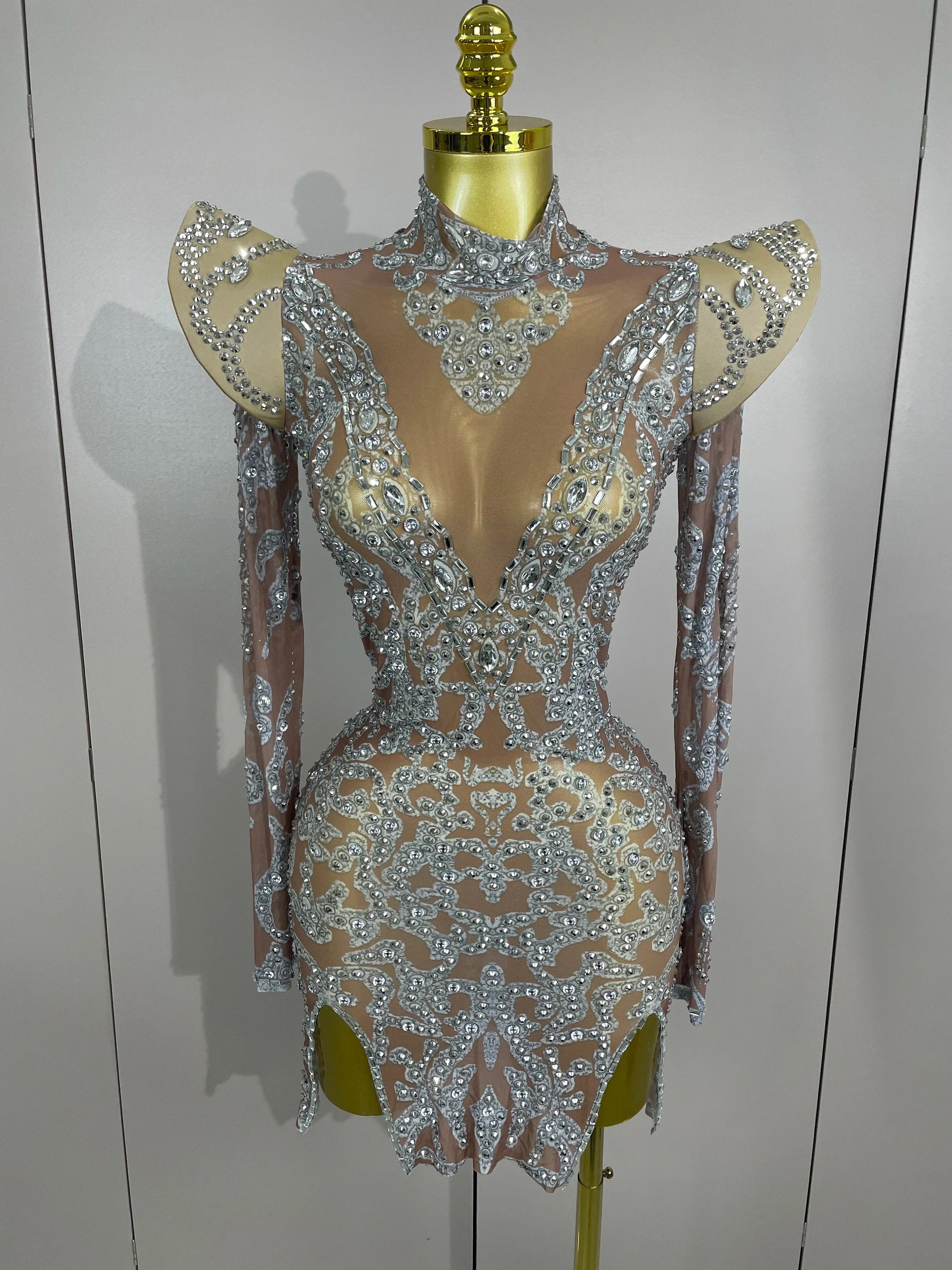 Camila Diamond High Shoulder Mini Dress
