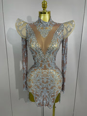 Camila Diamond High Shoulder Mini Dress