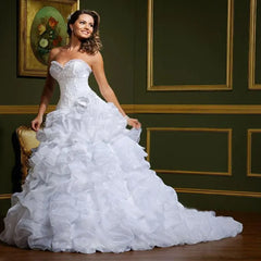 Detachable 2 Pieces Sweetheart Lace Up Back Wedding Dress