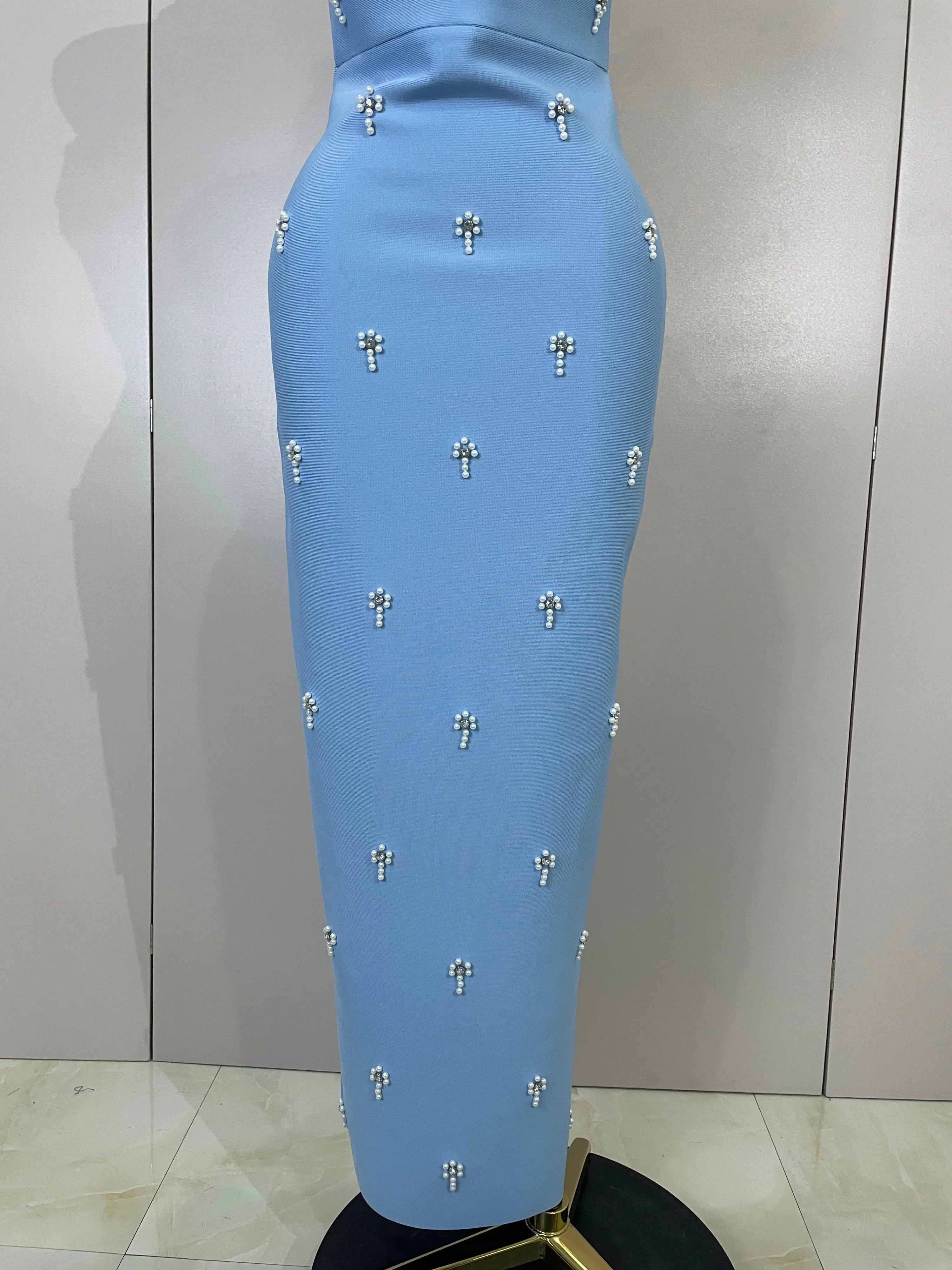 Carole Diamond Strapless Bandage Maxi Dress
