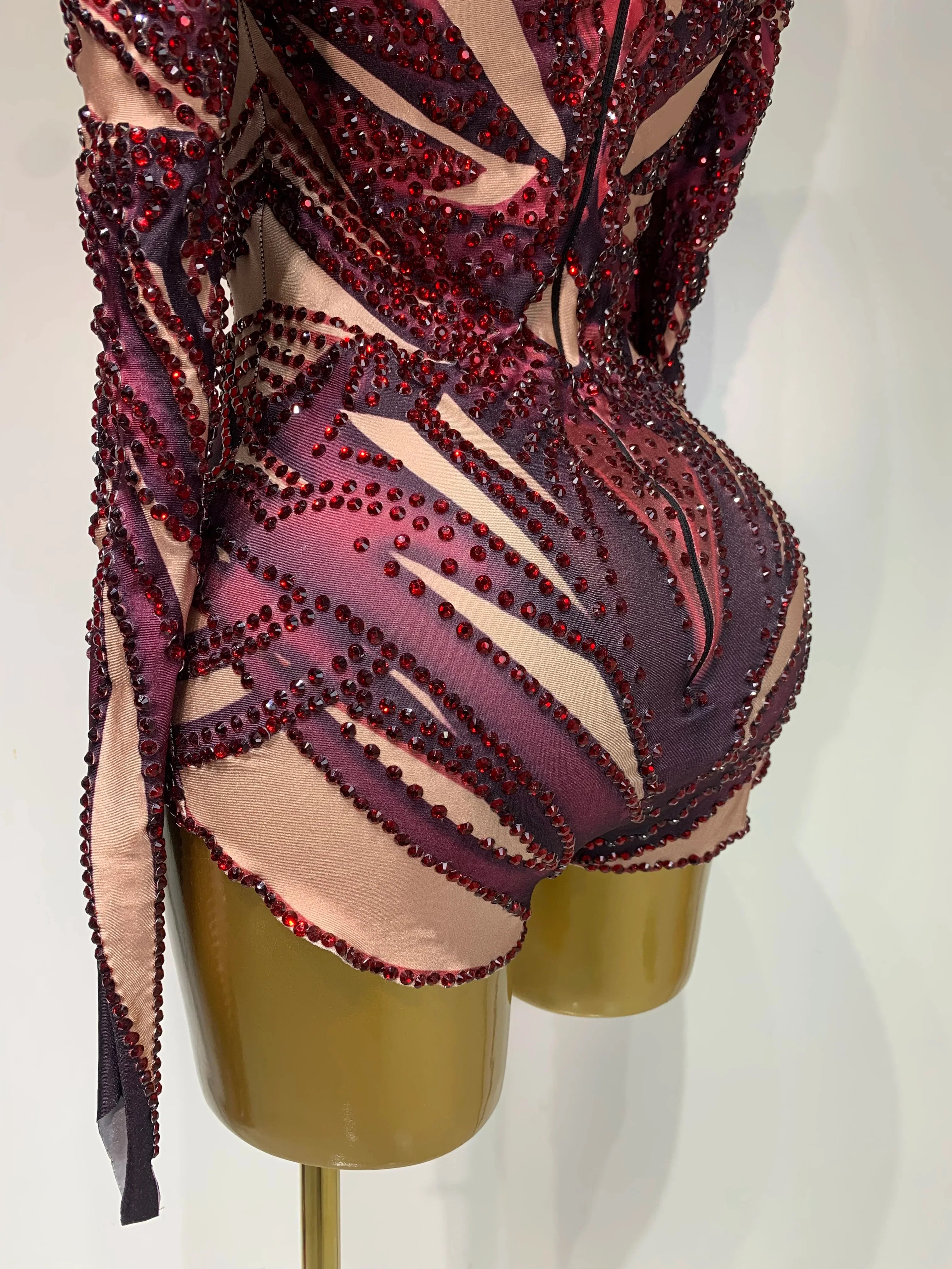 Alexis Sexy Sparkly Rhinestone Crystal Leotard Bodysuit