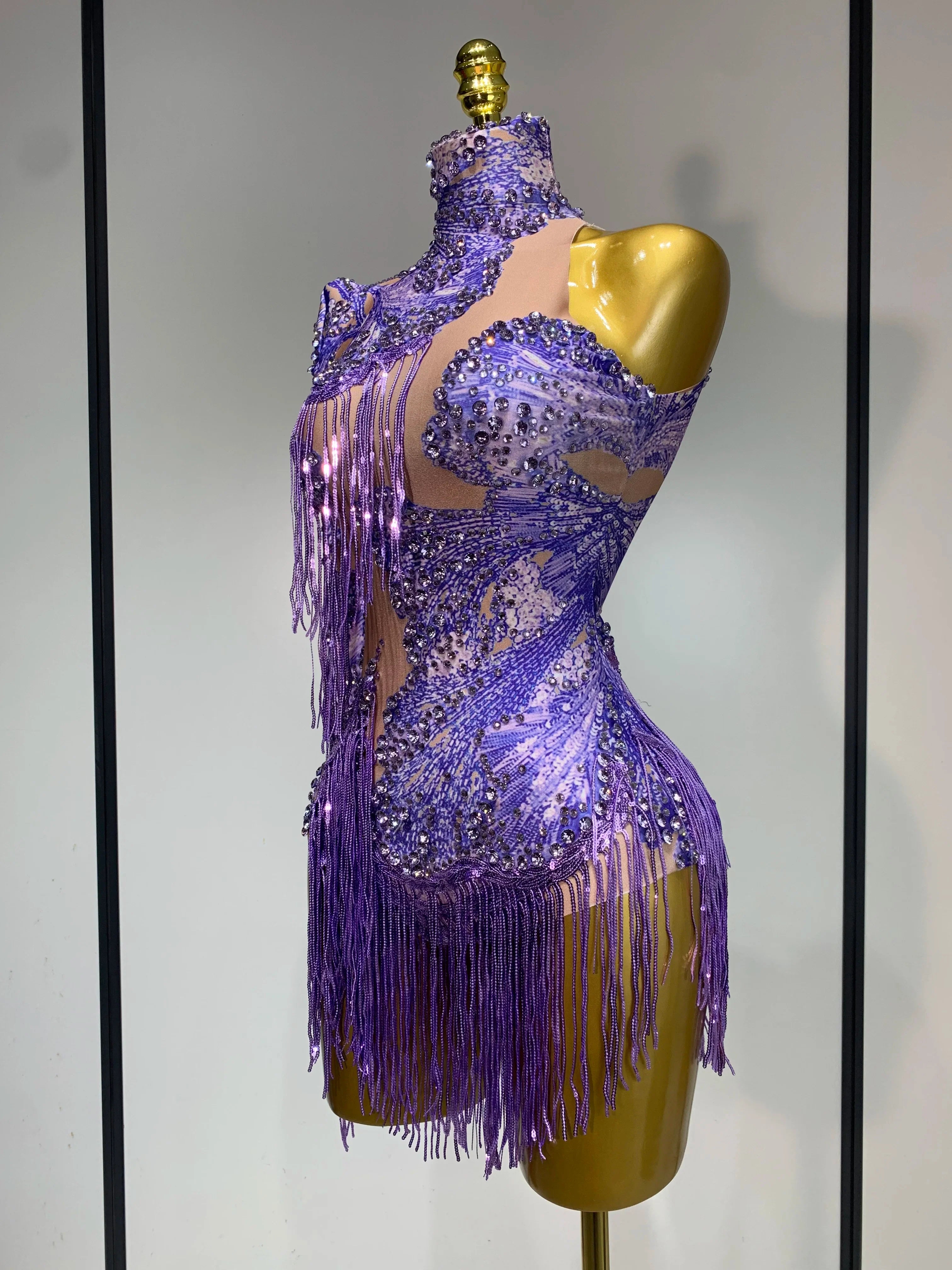 Celeste Purple Fringe Bodysuit