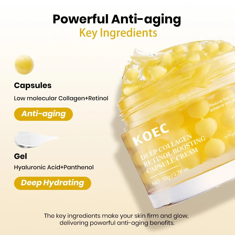 Deep Collagen Rentinol Boosting Capsule Cream, Skin Firming, Hydration Face Moisturizer for Dry Skin, Wrinkles
