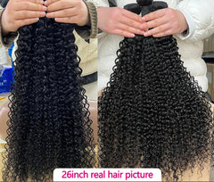 Brazilian Curly Wave Hair Bundles – 26 Inch Remy Human Hair Extensions in Natural Black 1B