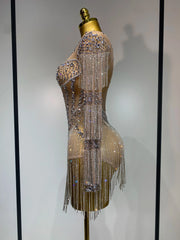 Ayleenah Sparkly Rhinestone Sexy Mesh See Through Rompers