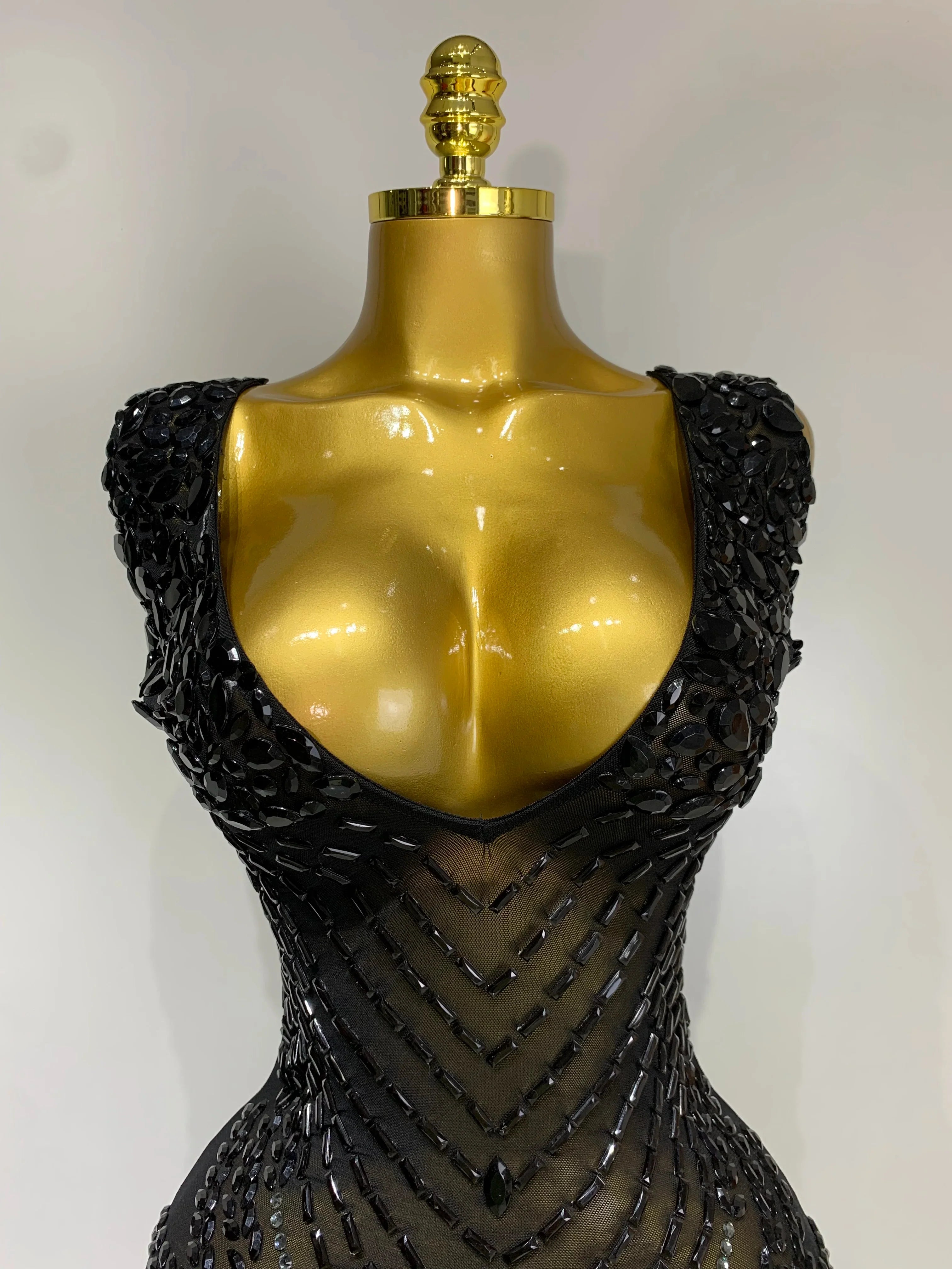 Genesis Sparkly Rhinestone Bodycon Mesh Dress