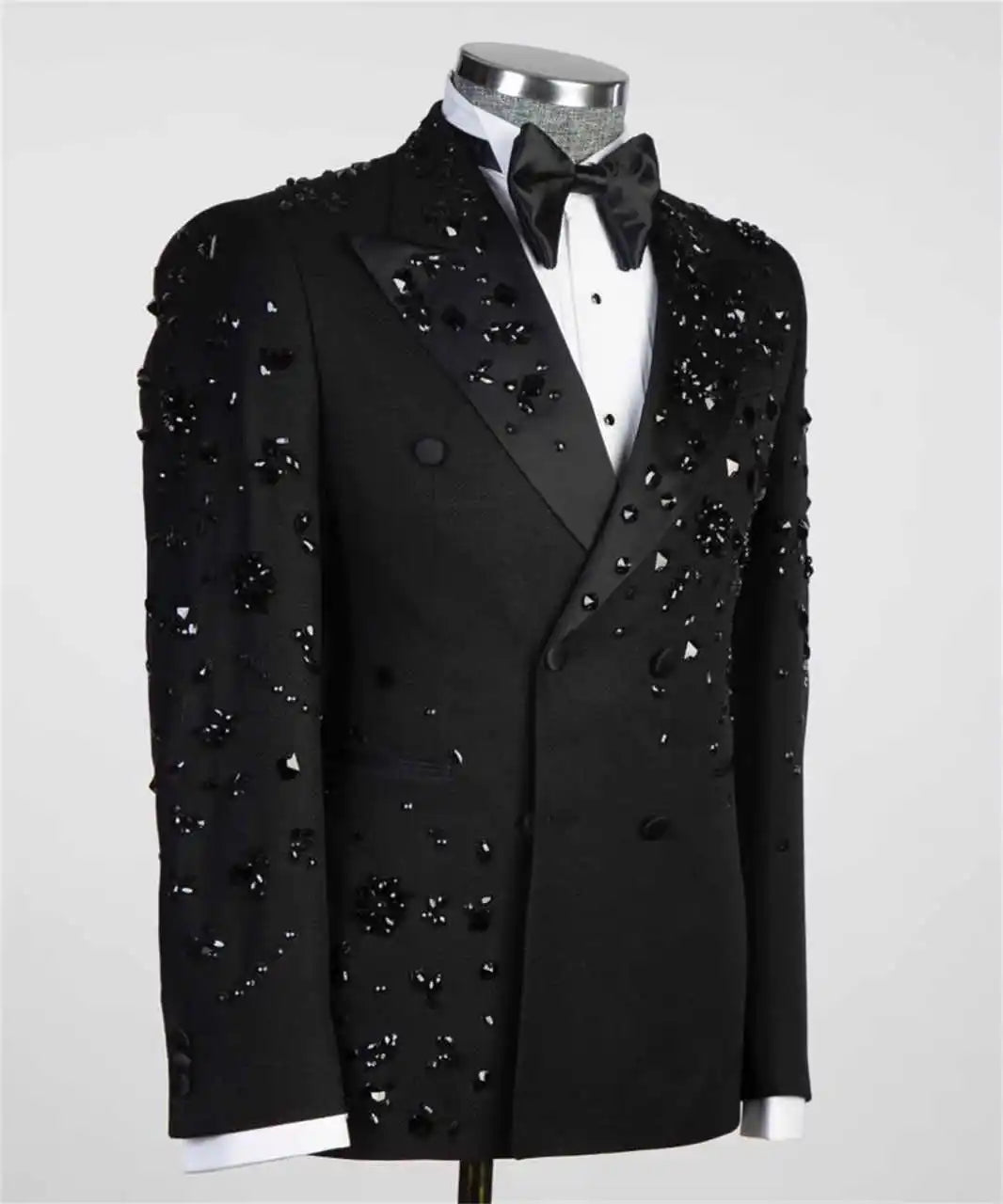Embellished Double-Breasted Showpiece Suit and Pants | Luxury 2-Piece Men's Set