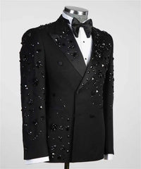 Embellished Double-Breasted Showpiece Suit and Pants | Luxury 2-Piece Men's Set