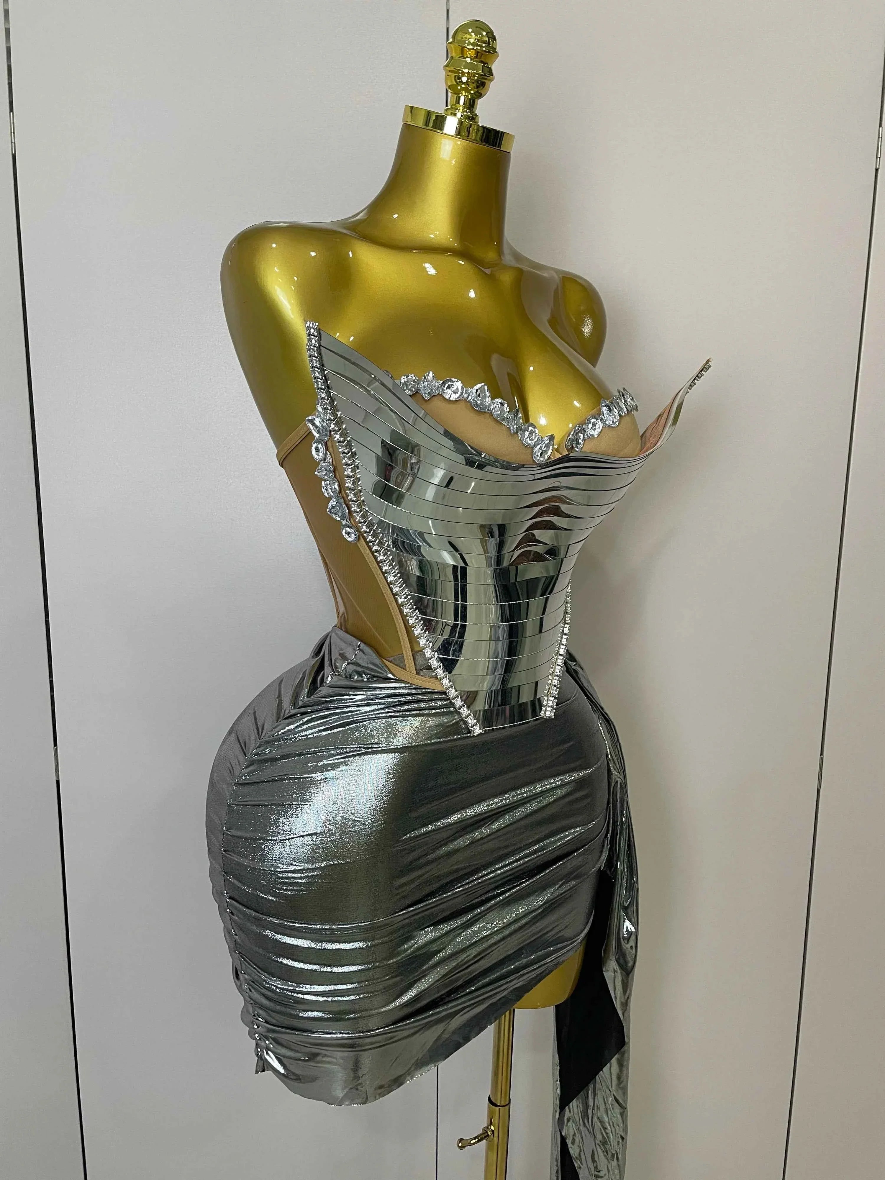 Belle Sexy Two-Piece Top with Sparkling Gold Sequins Birthday Outfit