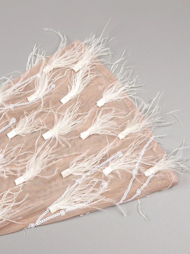 Anaya – Feather Sequin Long Sleeve Prom Mini Dress