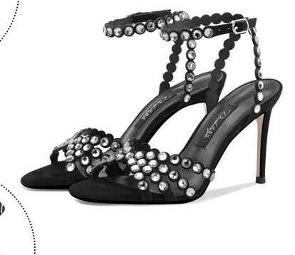 Colorful Crystal Woman Sandals Stiletto Heel