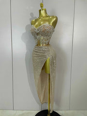 Ayveen Sexy Two-Piece Strapless Sparkling Birthday Dress