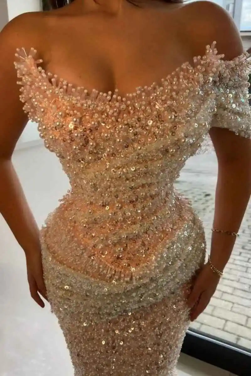 Elegant Sequin Full Crystals Mermaid Prom Dress