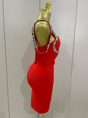 Alicia Luxury Sexy Shining Diamond Backless Bandage Bodycon Mini Dress