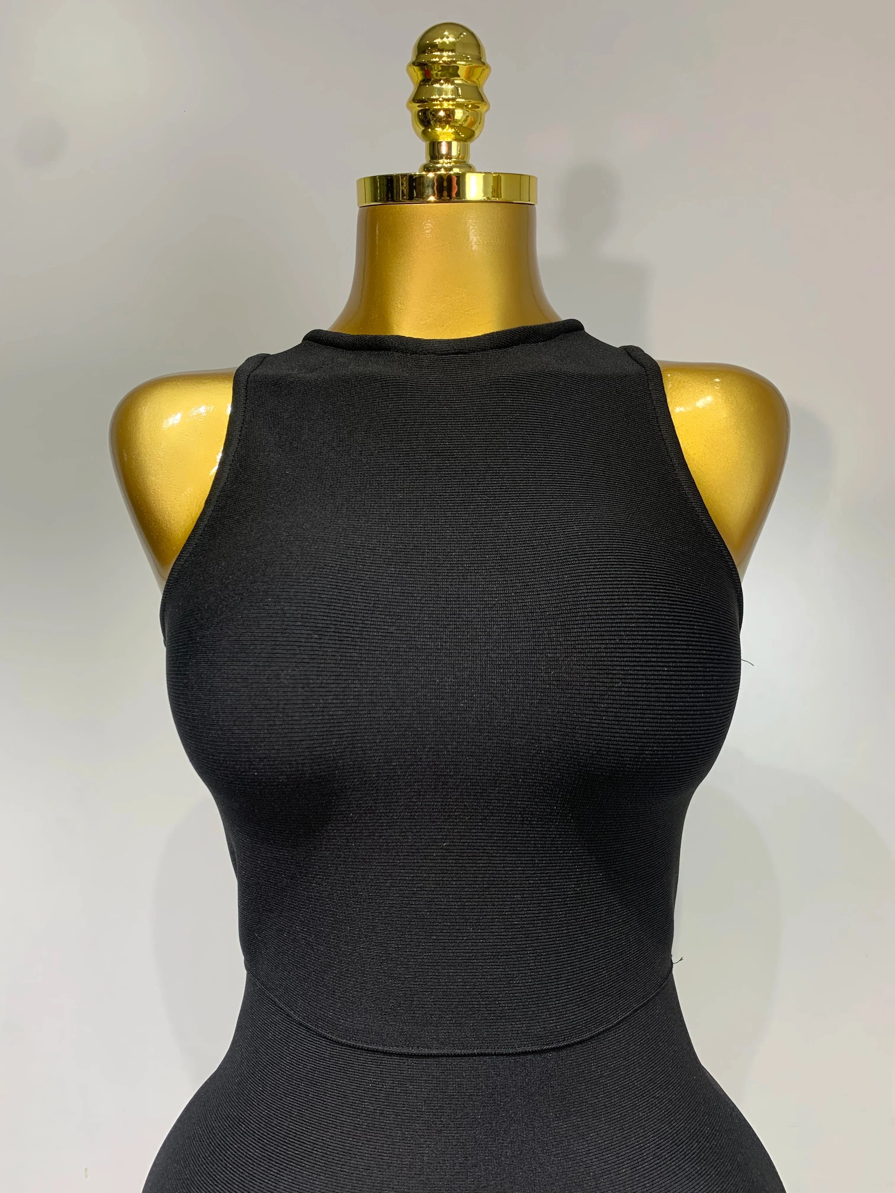 Brooke Black Applique Bandage Dress