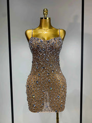 Cassandra Sleeveless Rhinestone Bodycon Mini Dress