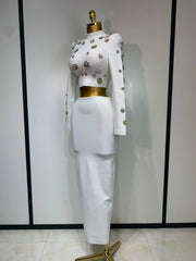 Claudia Luxury Pearl & Diamond Two-Piece Set – Women's Long Sleeve