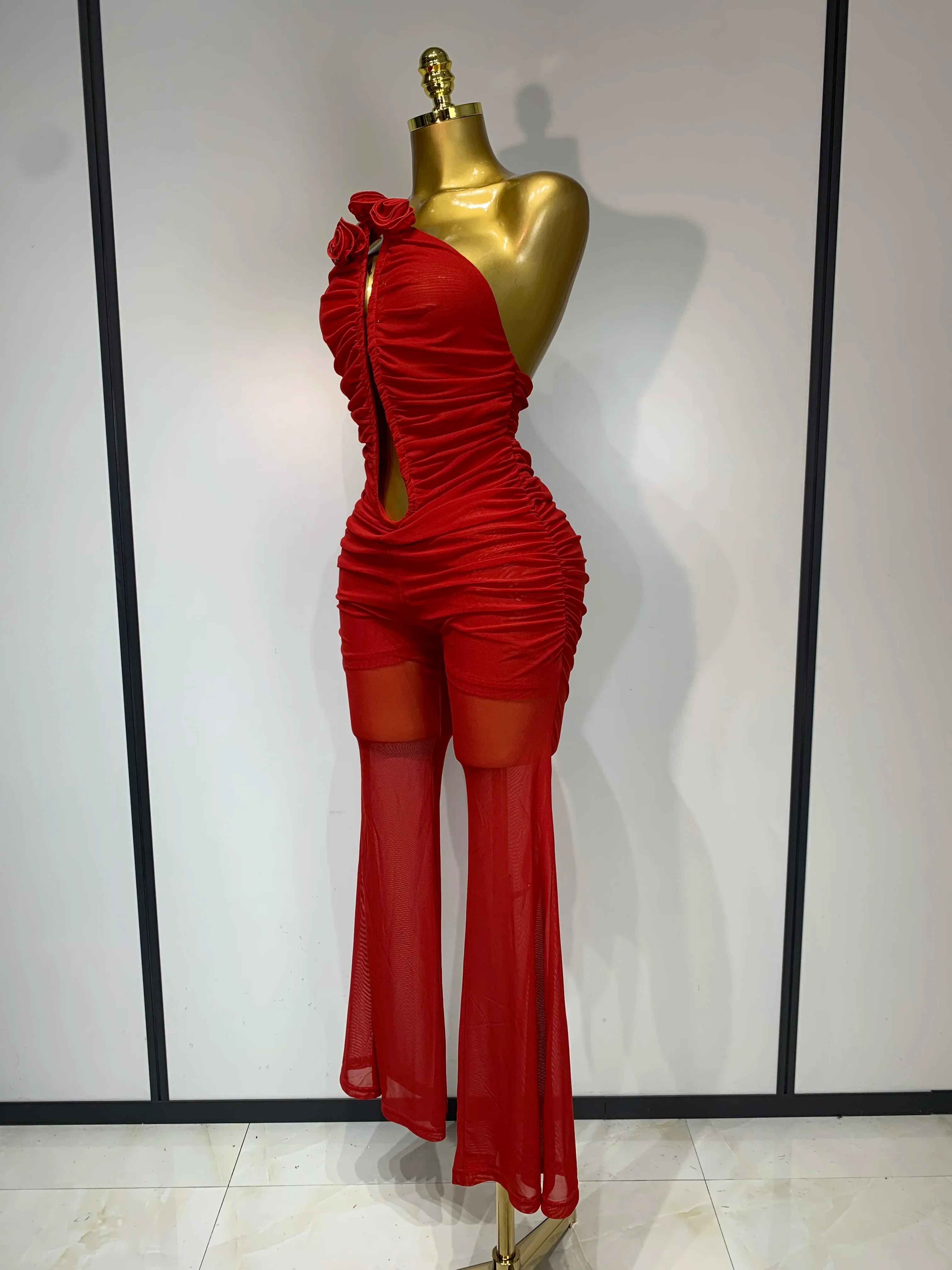 Avery Red Backless Bodycon Jumpsuit