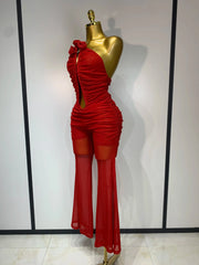 Avery Red Backless Bodycon Jumpsuit