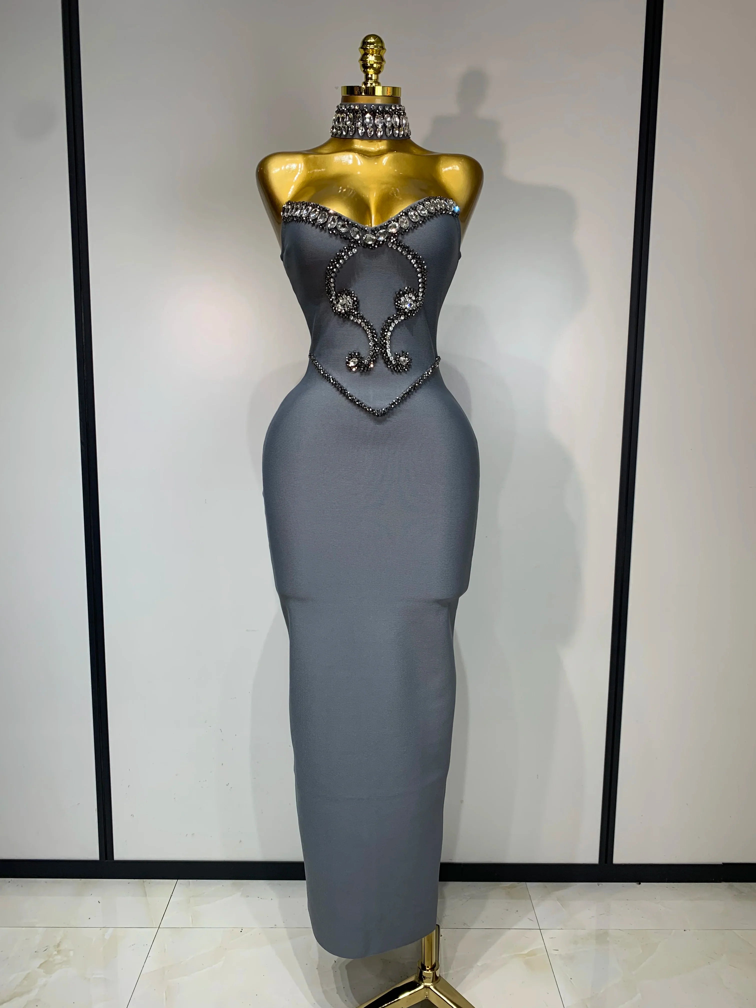 Elena Strapless Beaded Dress