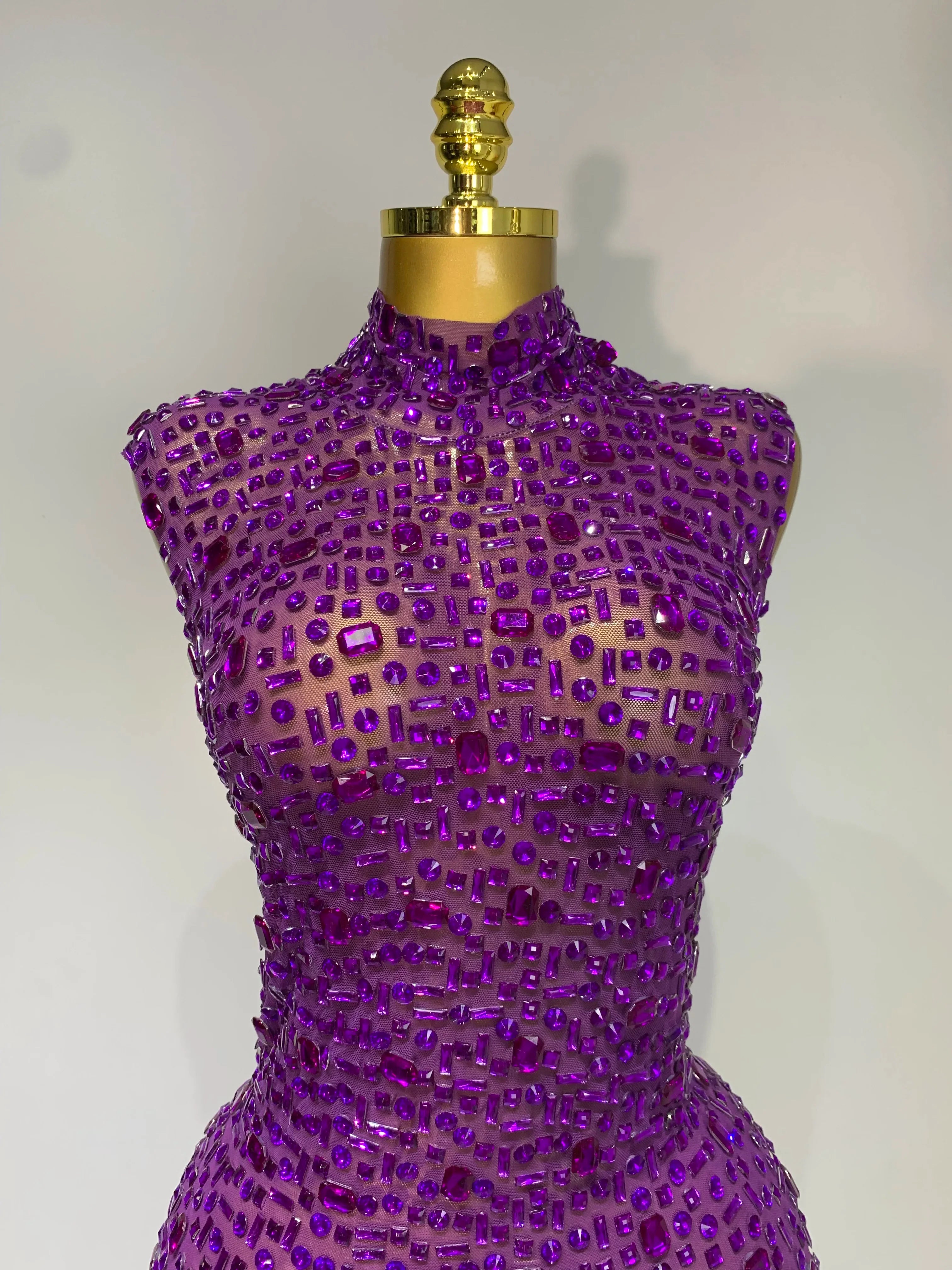 Cameron Sparkly Rhinestone Sleeveless Stretch Long Dress