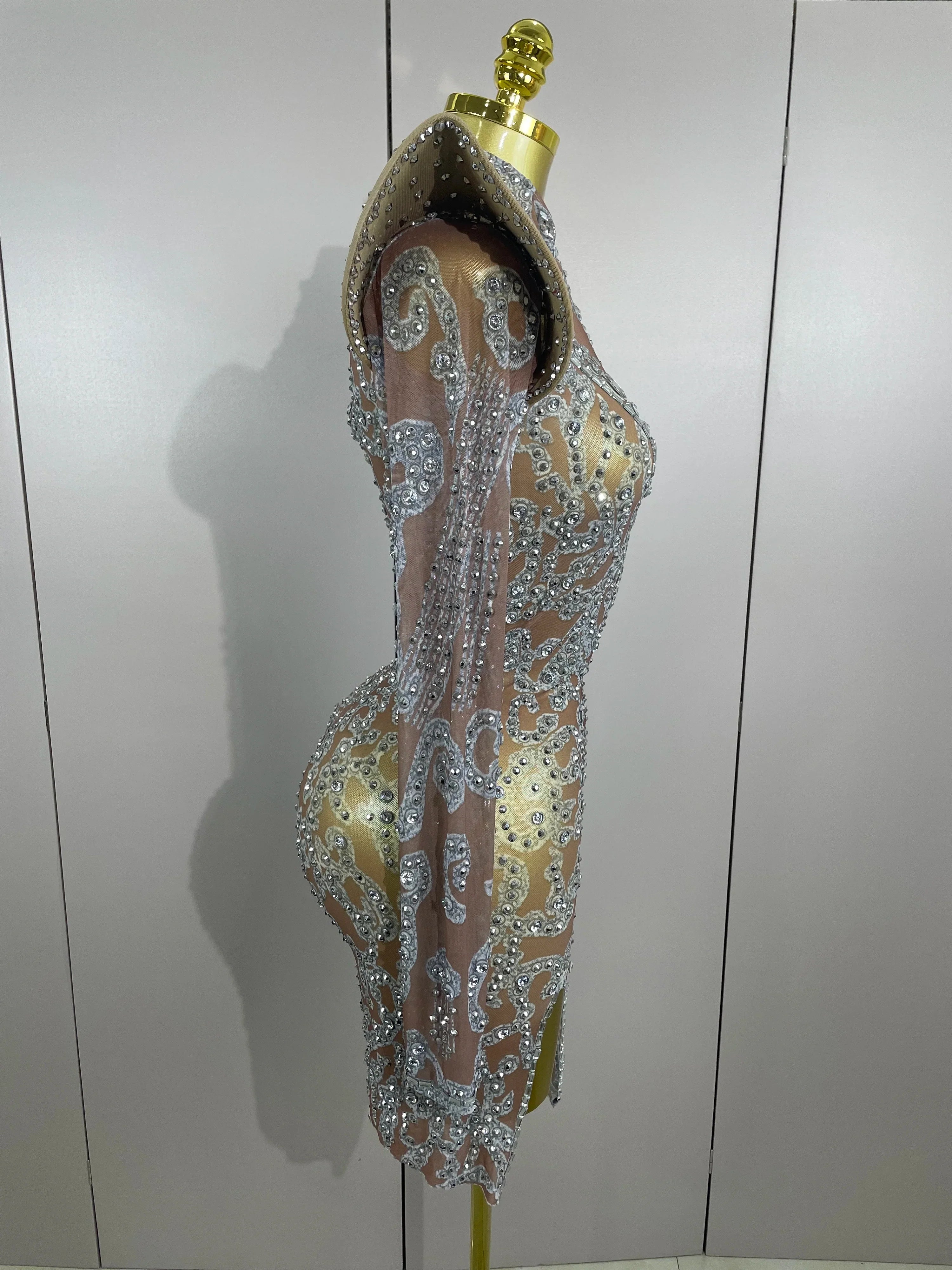 Camila Diamond High Shoulder Mini Dress