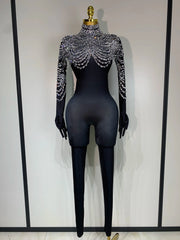 Audre Luxury Rhinestone Stretch Jumpsuit