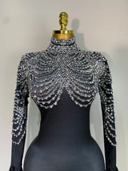 Audre Luxury Rhinestone Stretch Jumpsuit