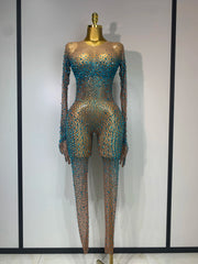 Brooke Luxury Rhinestones See Through Bodycon Jumpsuit