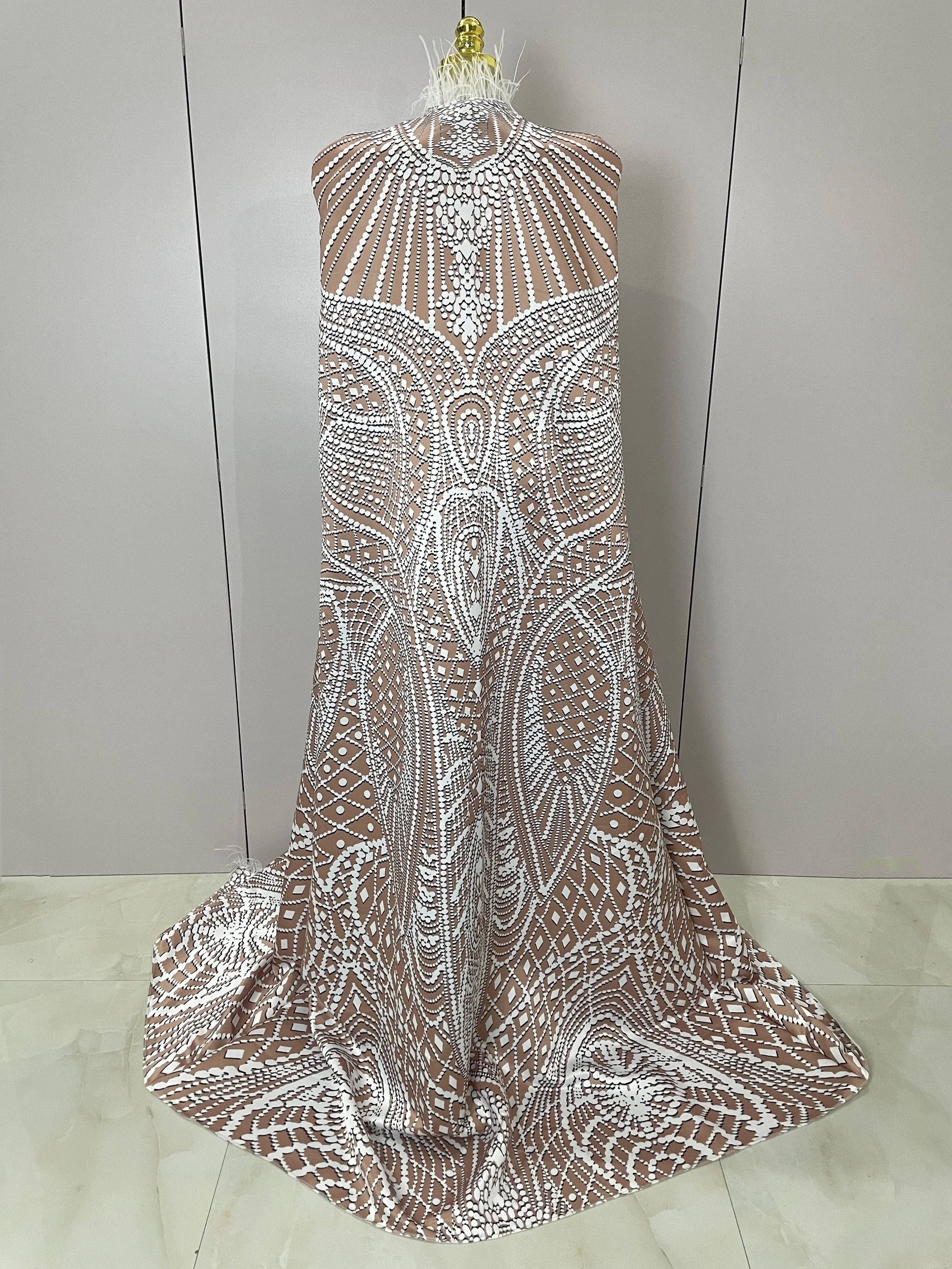 A'Rielle Feathers Cloak White Printing Sexy Sheath Jumpsuit