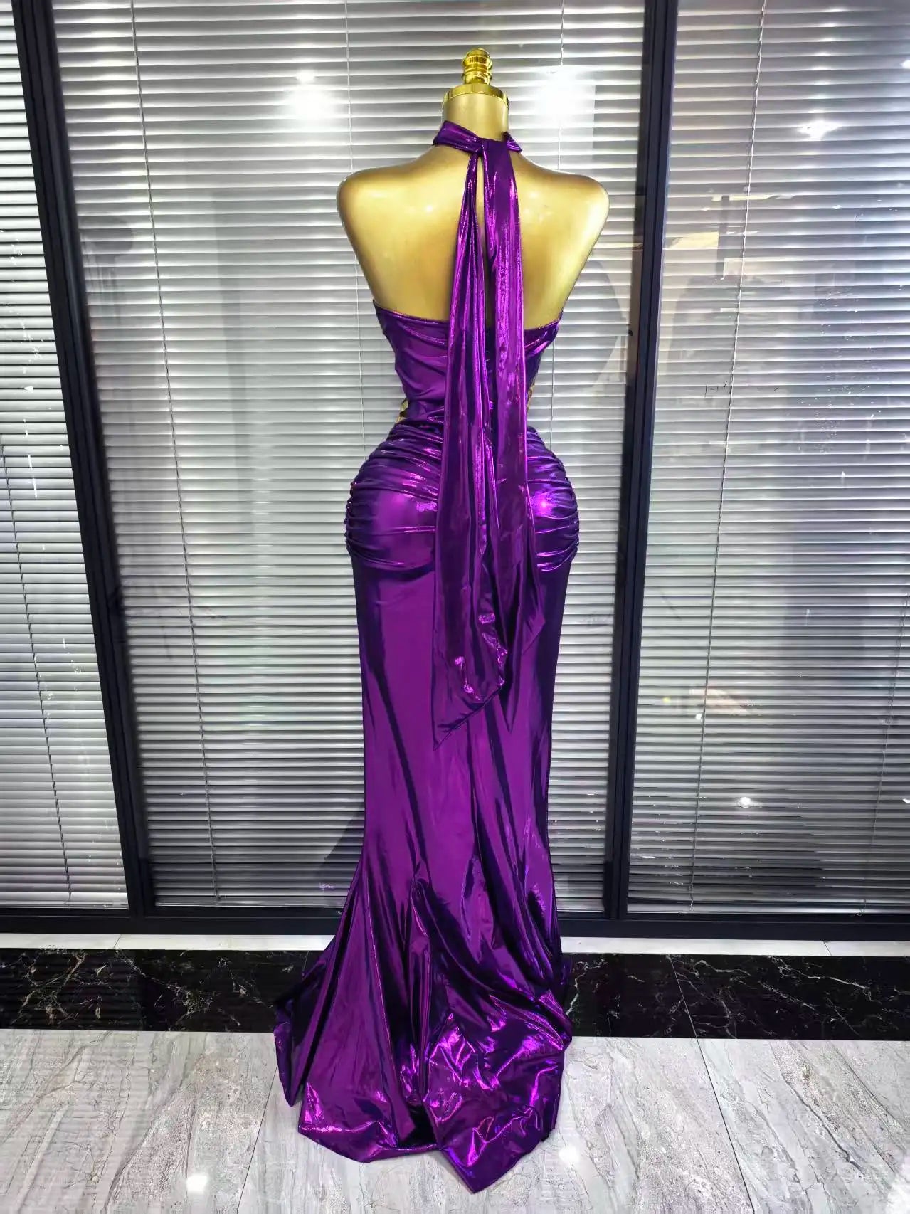 Gem Elegant Gold And Purple Bodycon Maxi Dress