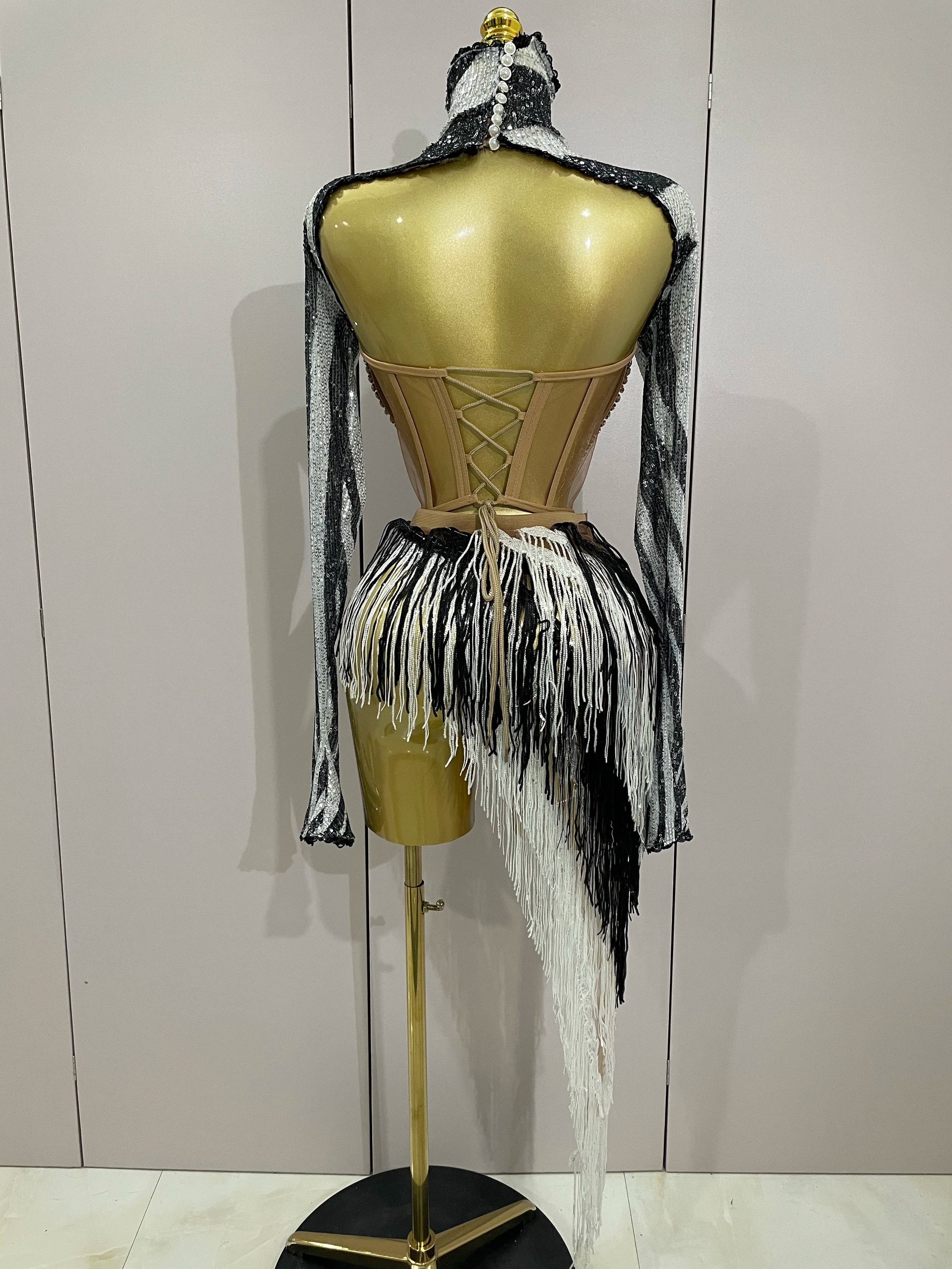 Bree Shiny Sequin Tassel Mesh 2-Piece Set