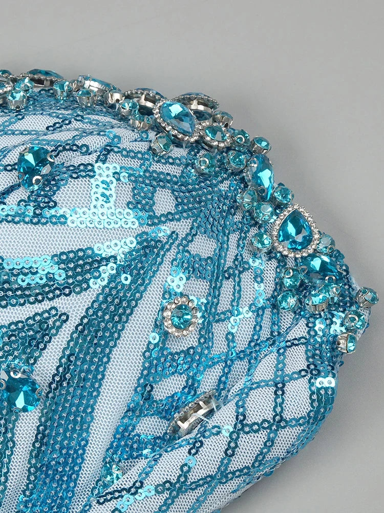 Amani – Baby Blue Feather Sequin Mini Dress