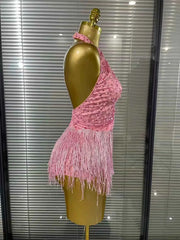 Gelie Sexy Backless Beaded Tassel Bodysuit for Women