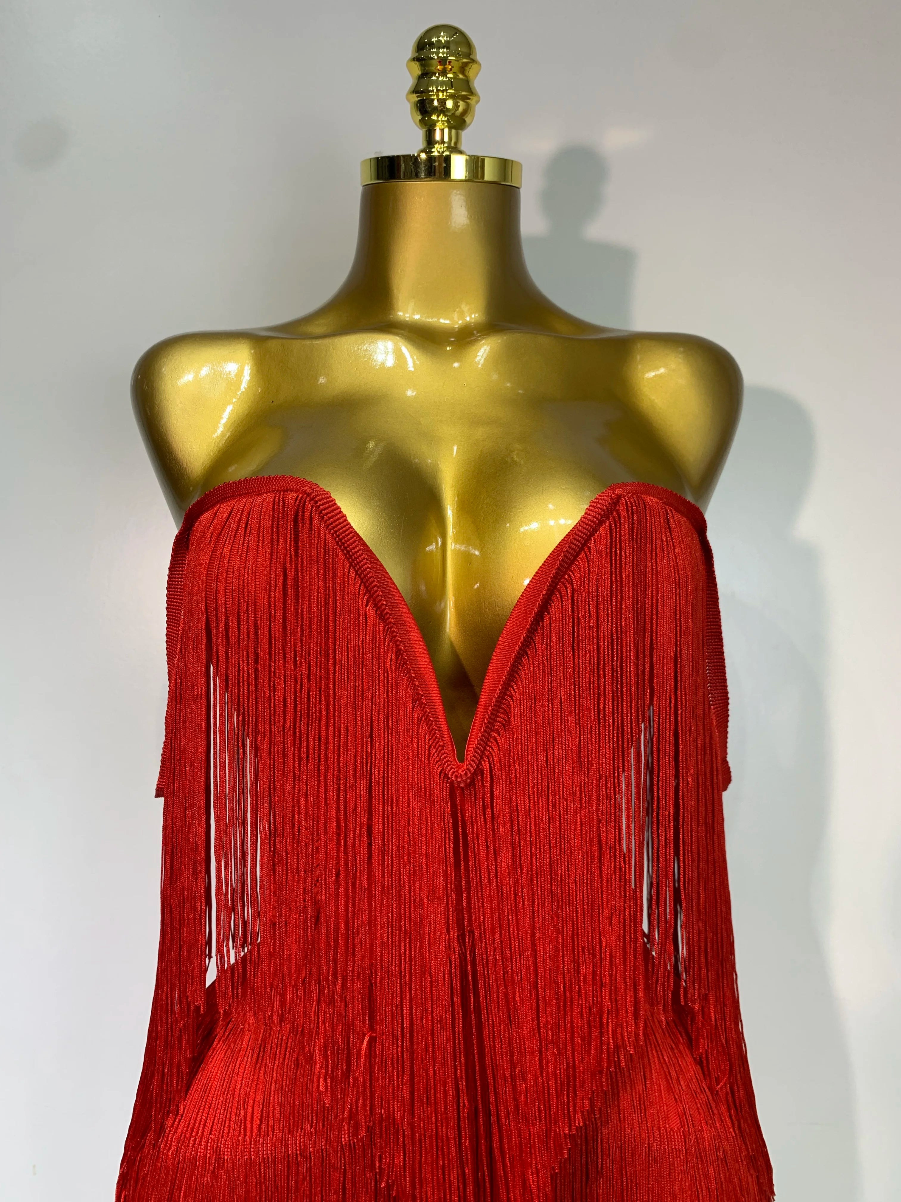 Candice Sexy Strapless Off-Shoulder Tassel Bandage Dress for Women | Elegant Bodycon Party Dress