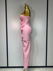 Emilia Strapless Backless Flower Maxi Bodycon Dress
