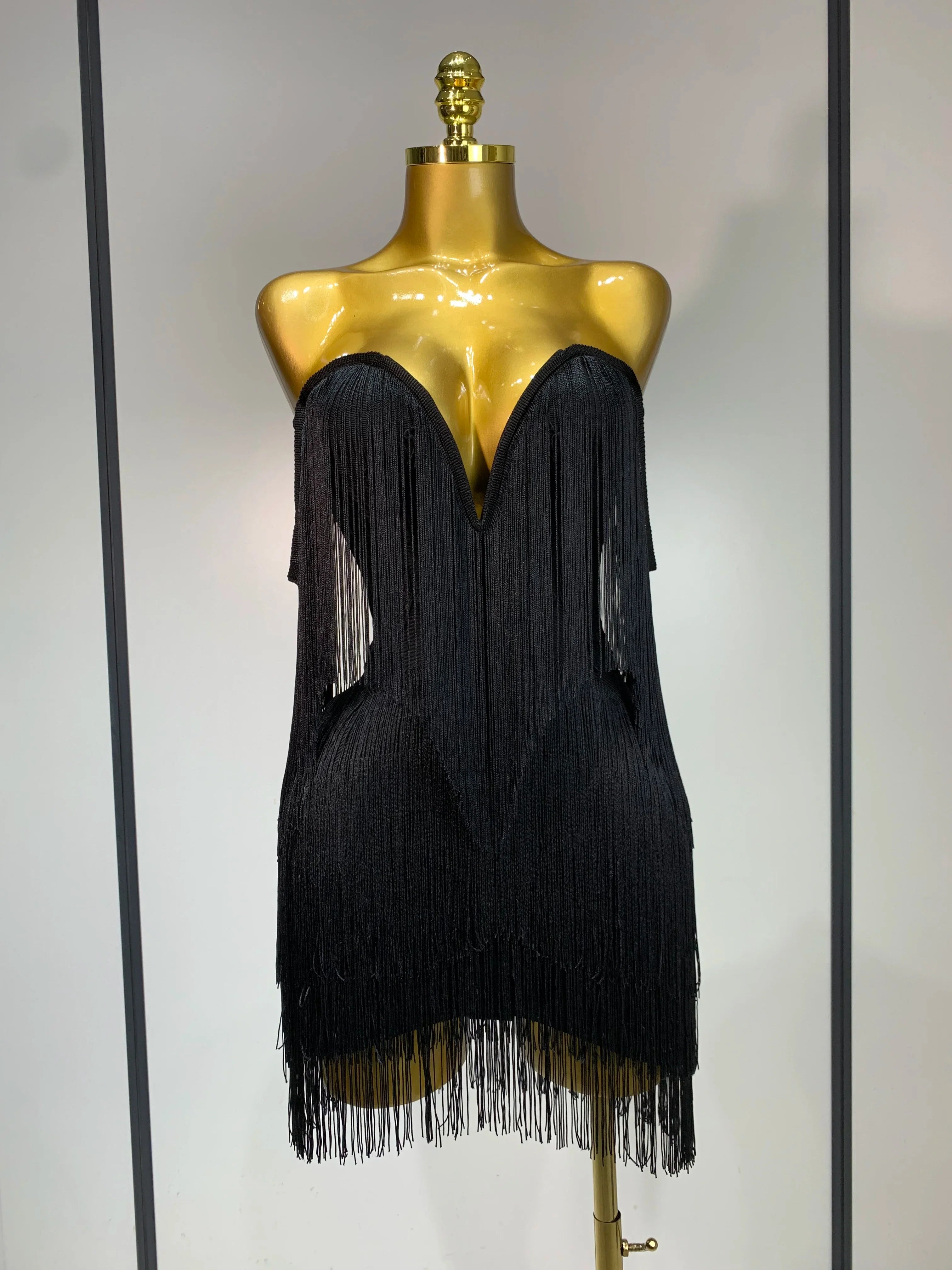 Candice Sexy Strapless Off-Shoulder Tassel Bandage Dress for Women | Elegant Bodycon Party Dress