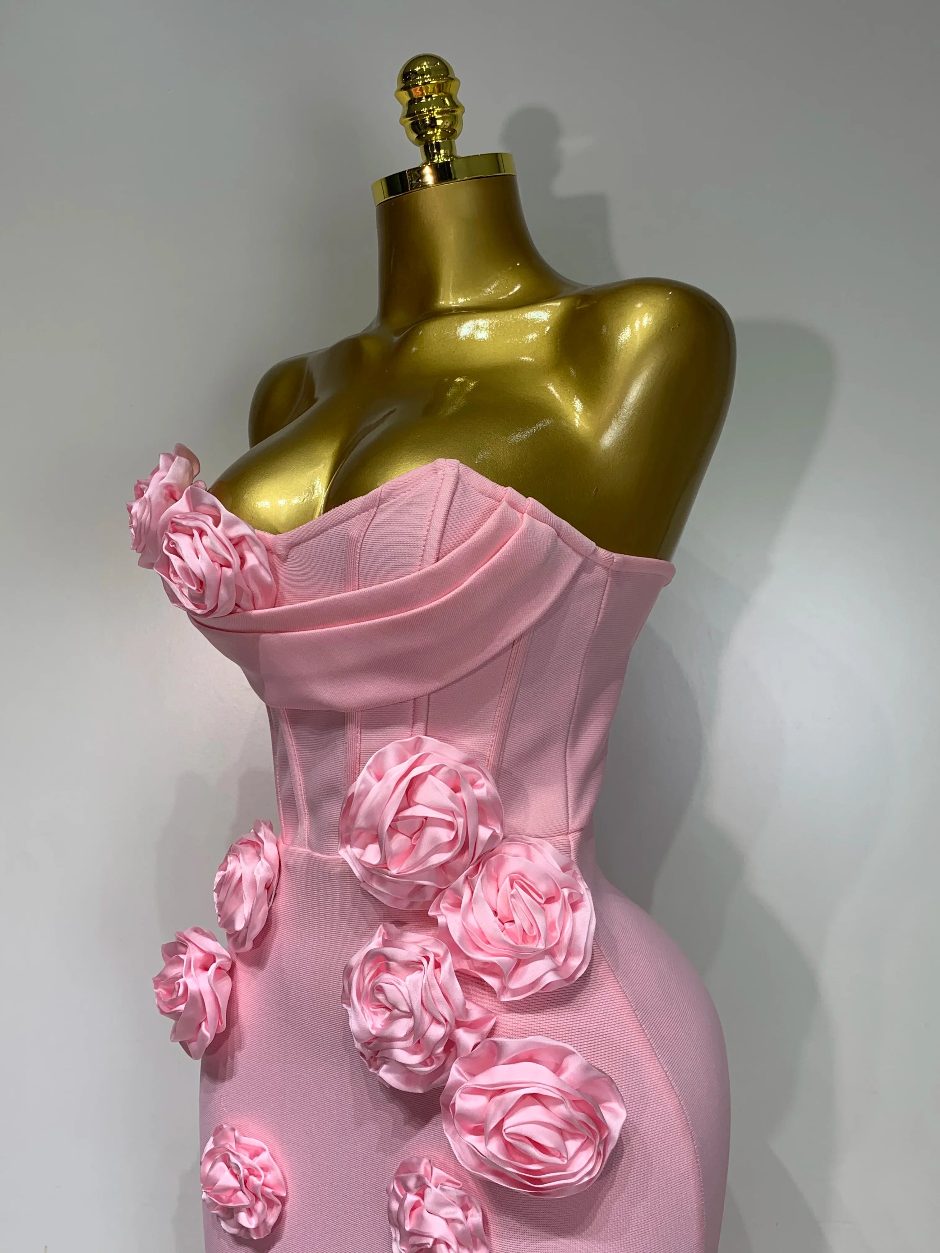 Emilia Strapless Backless Flower Maxi Bodycon Dress