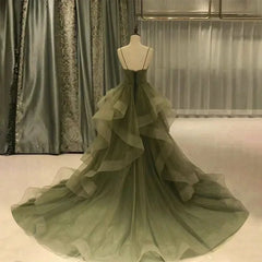 Elegant Long Sexy V-Neck Tiered Evening Dress